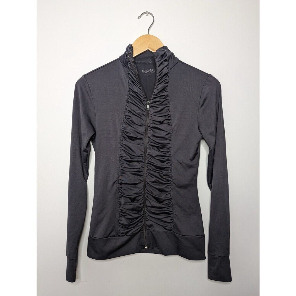 Vintage Y2K Fredericks Of Hollywood Full Zip Ruffle Top Fitted Goth Whimsigoth - Picture 5 of 11